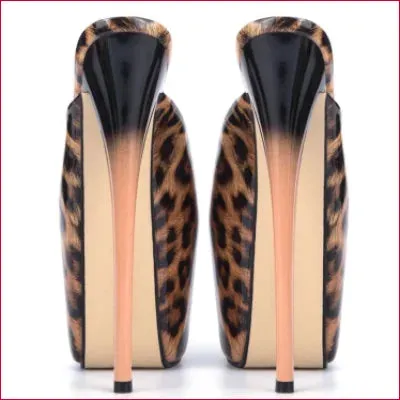 Leopard Print High Heels: Handmade 8 Inch Stilettos