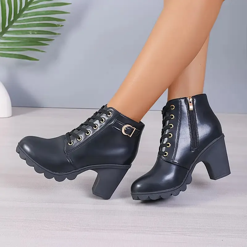 LILARDIA™ WOMEN'S HIGH HEELED CHUNKY ANKLE BOOTIES