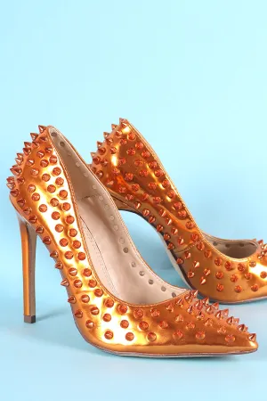 Liliana Spike Studs Patent Pointy Toe Stiletto Pump
