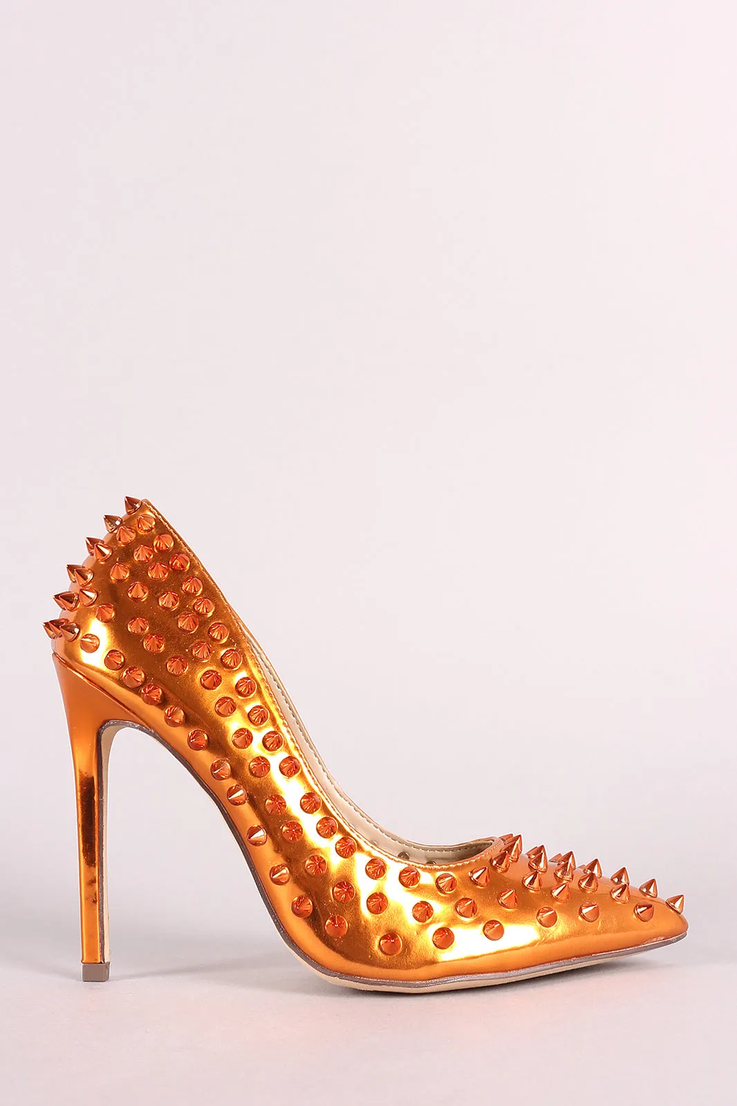 Liliana Spike Studs Patent Pointy Toe Stiletto Pump