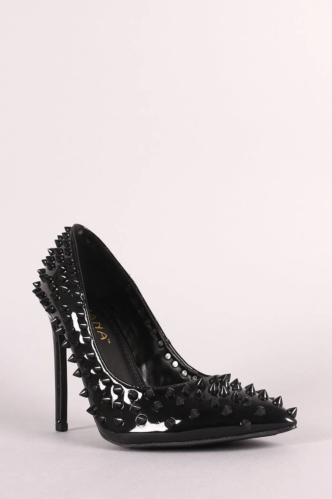 Liliana Spike Studs Patent Pointy Toe Stiletto Pump