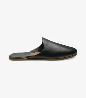 LOAKE GARRICK BLACK LEATHER SLIPPERS F-MEDIUM