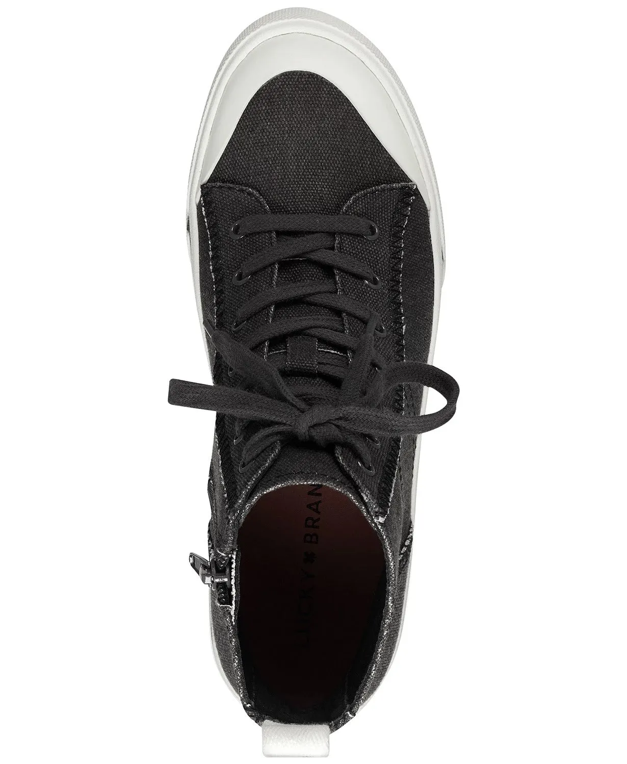 Lucky Brand Eisley Black Round Toe Lace Up High Top Sneaker Hiker Combat Boots