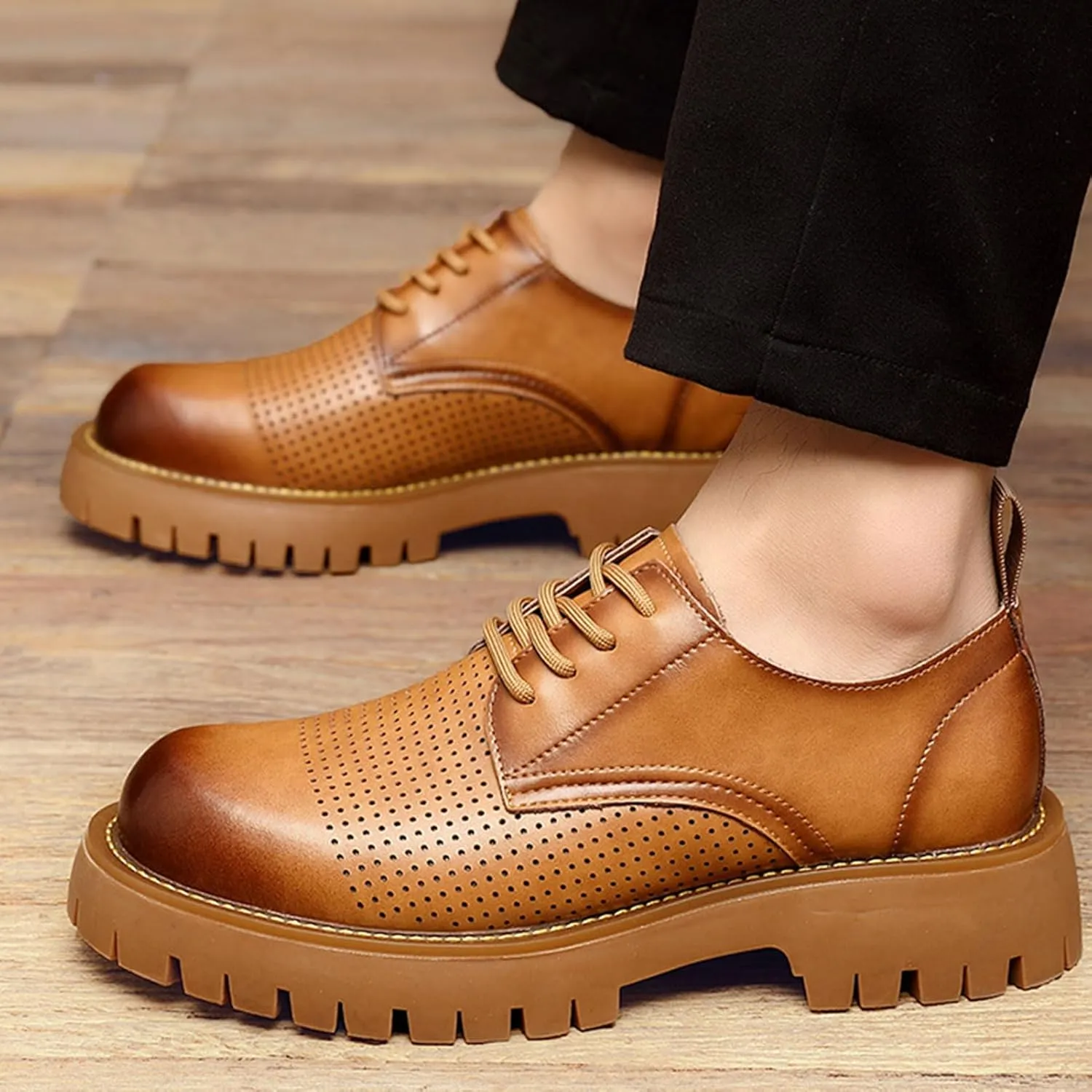 Luxury Breathable Men's Oxfords Men's Dress Shoes Comfort Walking Shoes for Male Classic Modern Formal Leather Shoes Casual Loafers