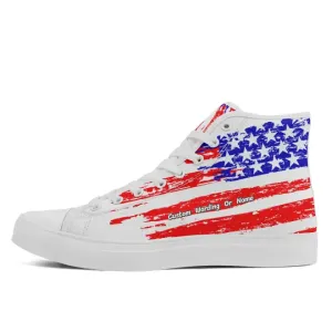 Luxury Gifts,Personalized Patriotic Sneakers, Custom Flag High Top Shoes, Unique Gift