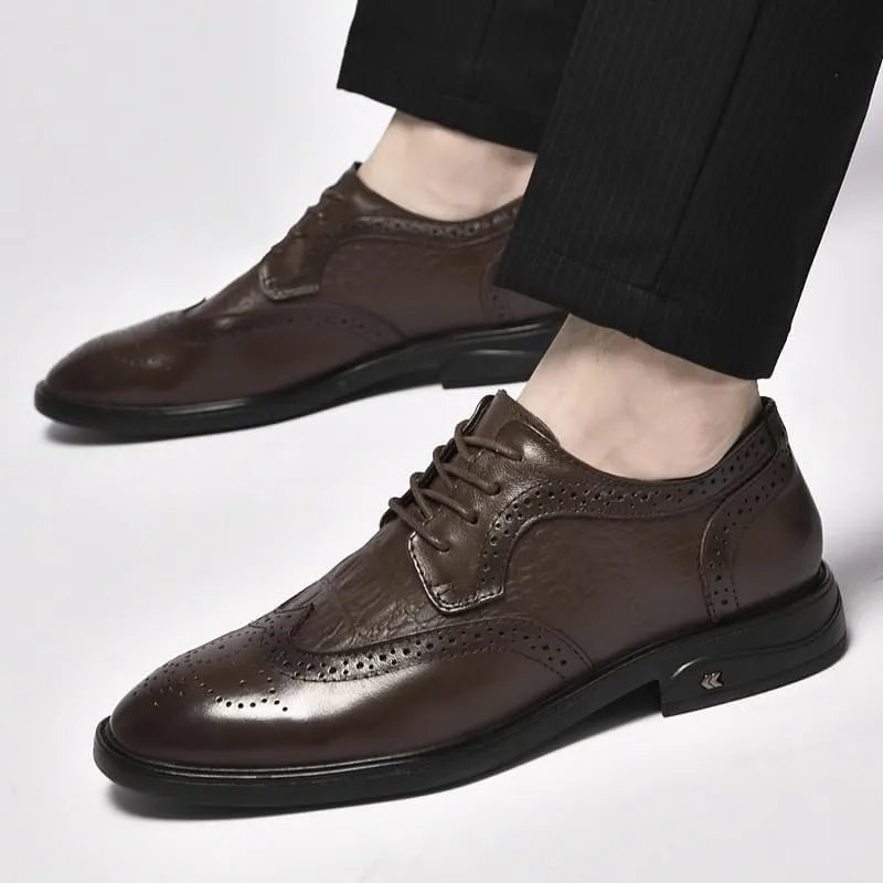 Luxury Men Lace Up Leather Shoes Korean Style Breathable Tuxedo Dress Shoes Classic Casual Business Oxfords