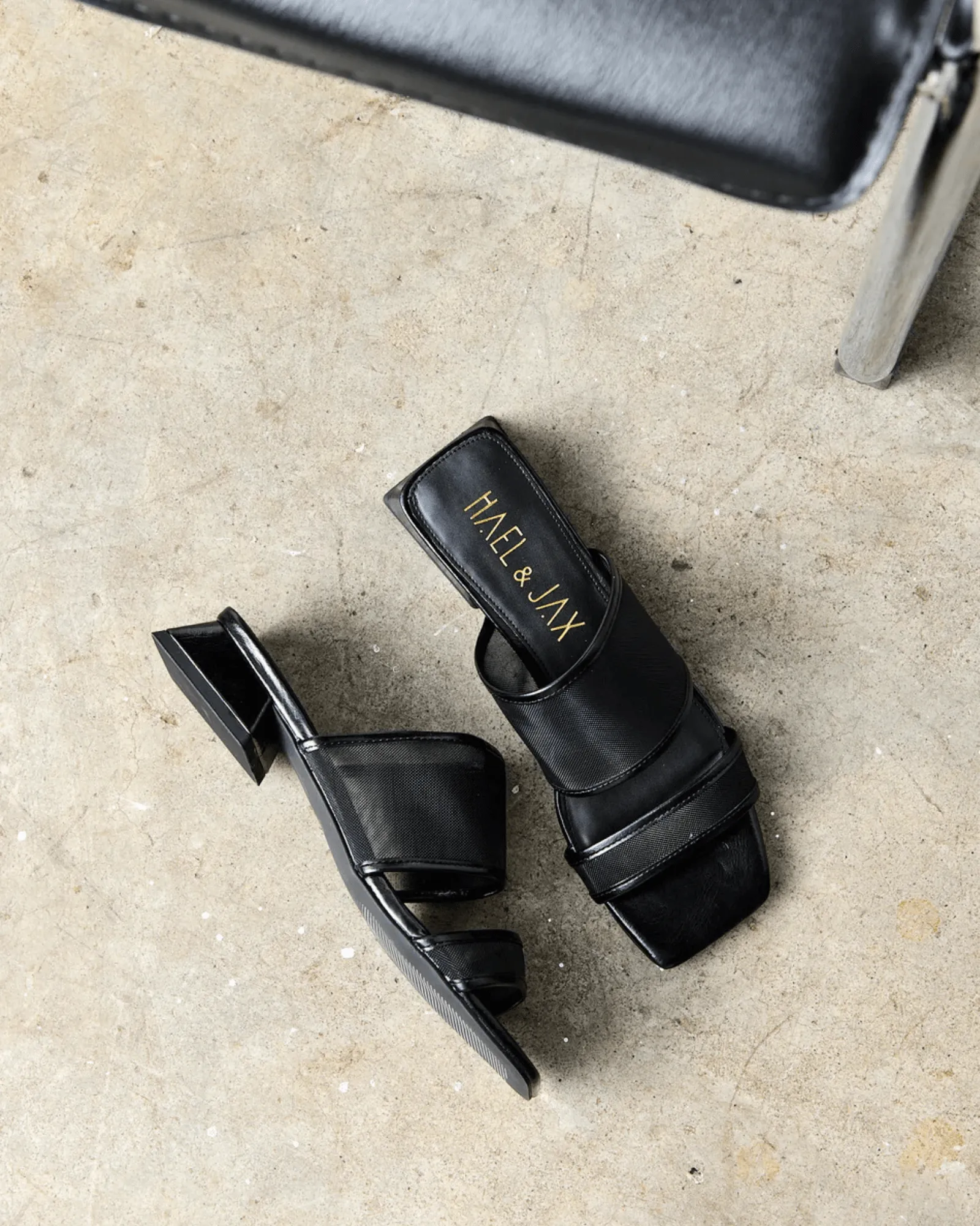 MAI TAI FLAT MULES BLACK LEATHER