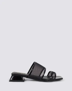 MAI TAI FLAT MULES BLACK LEATHER