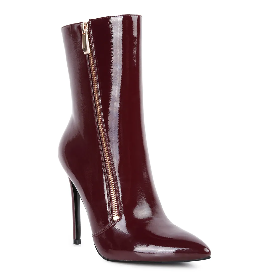 Mania Patent Pu High Heeled Ankle Boot