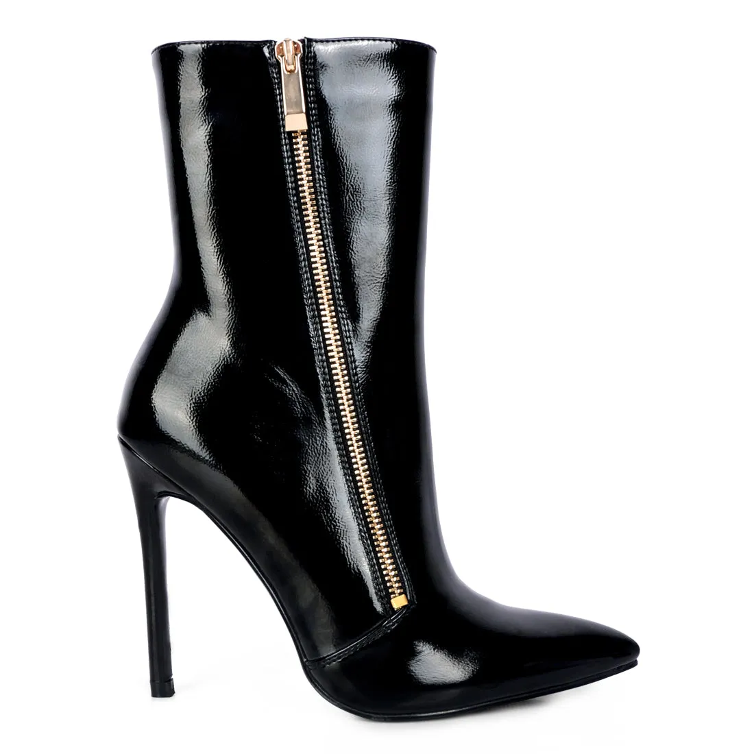 Mania Patent Pu High Heeled Ankle Boot