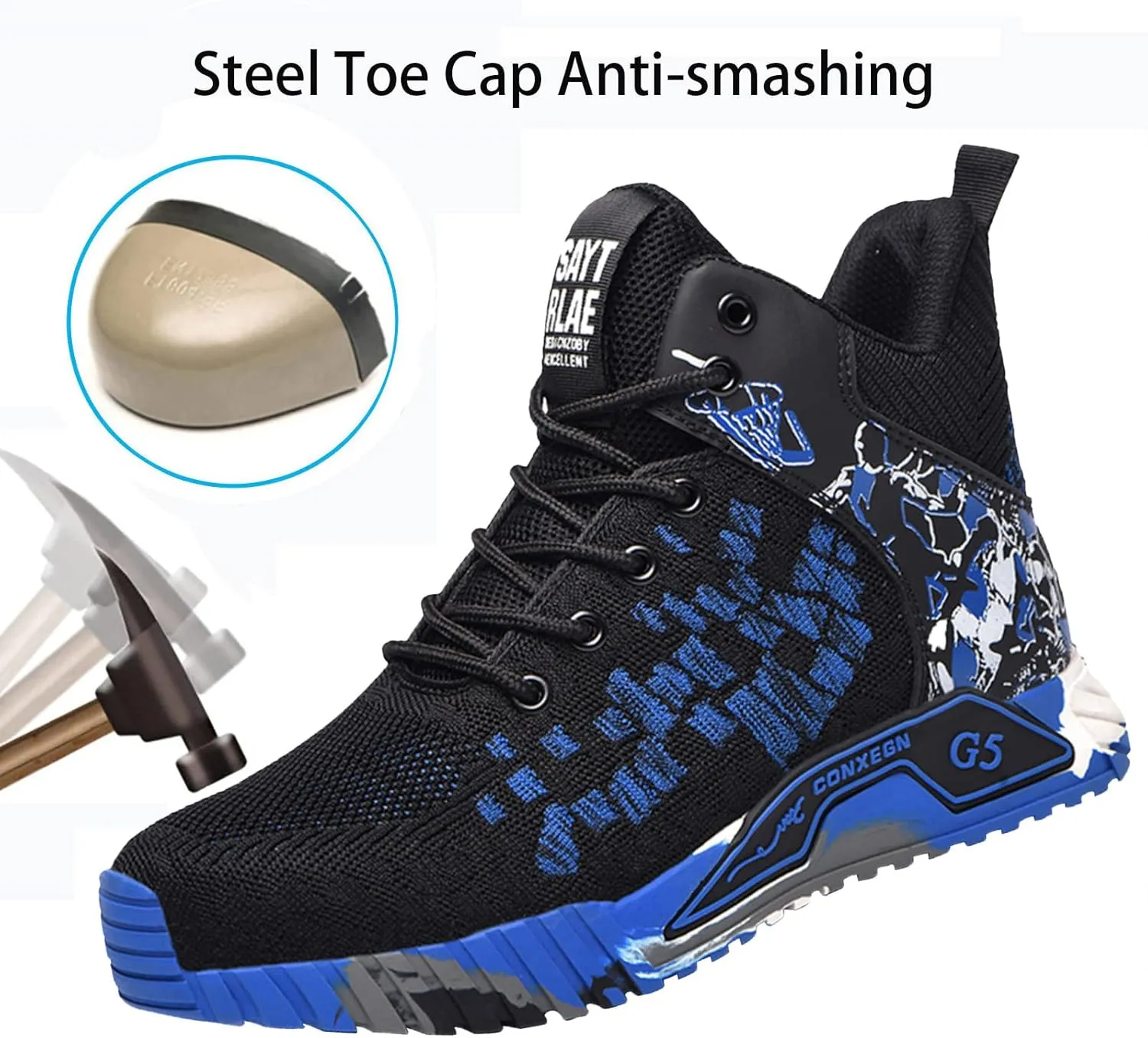 Men & Women Lightweight Breathable Safety Shoes,Lightweight Safety Shoes Slip Resistant Work Sneaker Breathable Puncture Proof Shoes,