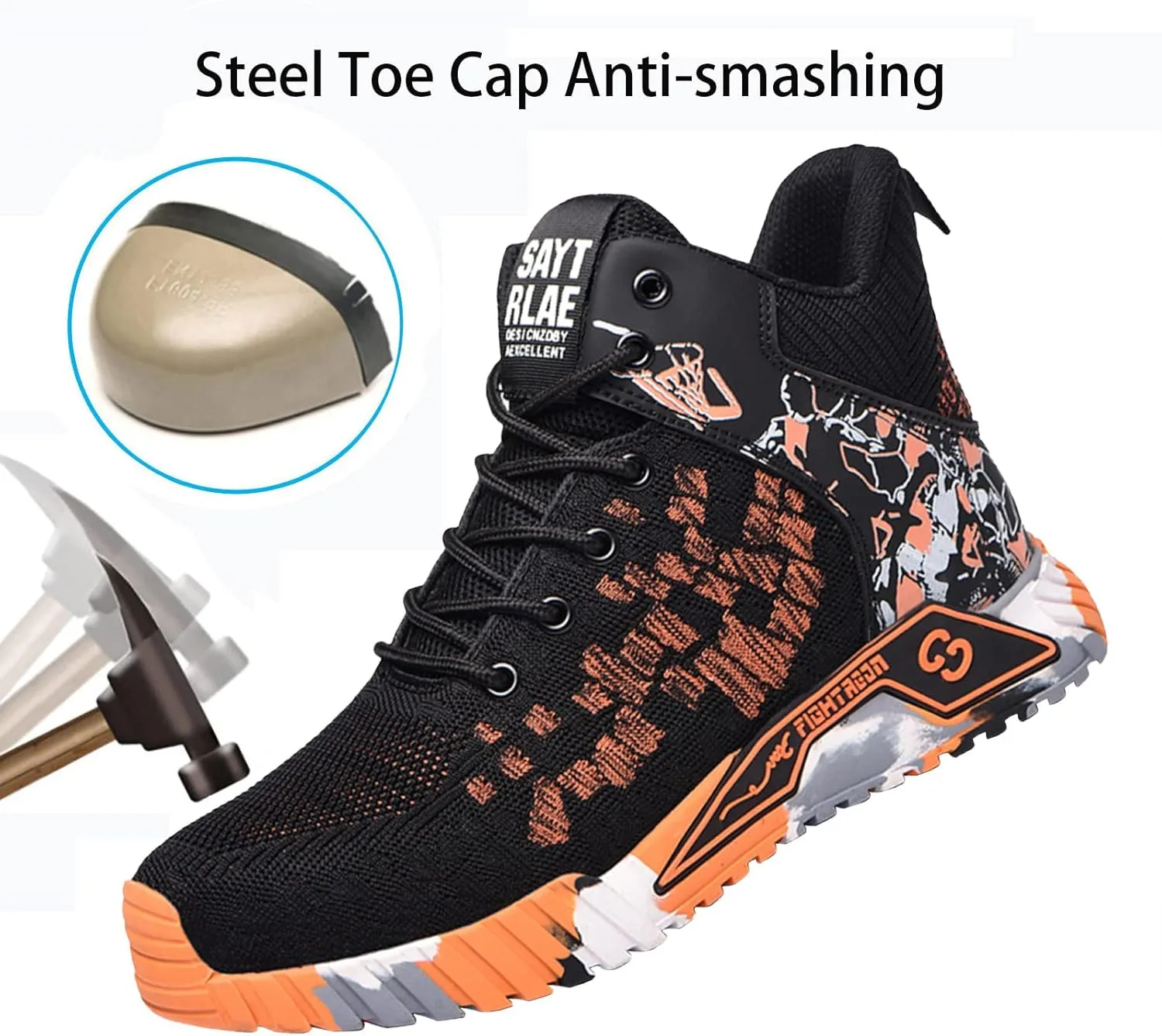 Men & Women Lightweight Breathable Safety Shoes,Lightweight Safety Shoes Slip Resistant Work Sneaker Breathable Puncture Proof Shoes,