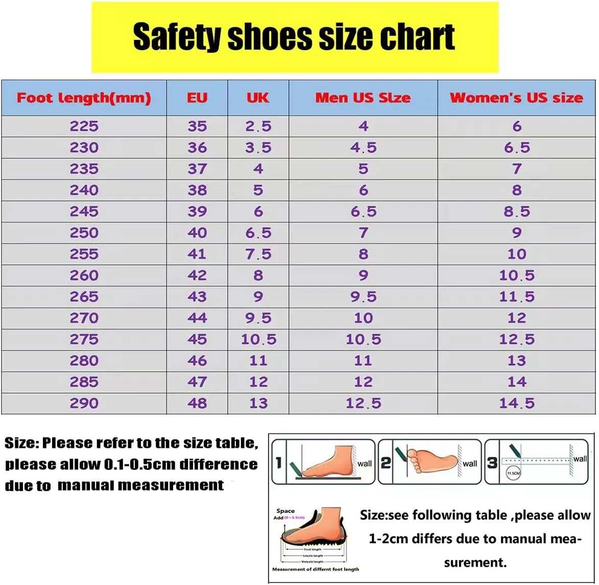 Men & Women Lightweight Breathable Safety Shoes,Lightweight Safety Shoes Slip Resistant Work Sneaker Breathable Puncture Proof Shoes,