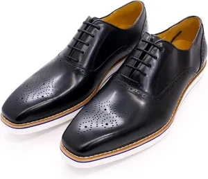 Men Dress Leather Lace-up Brogues Formal Oxfords Business Casual Wingtip Wedding Party Derbys,Black-39