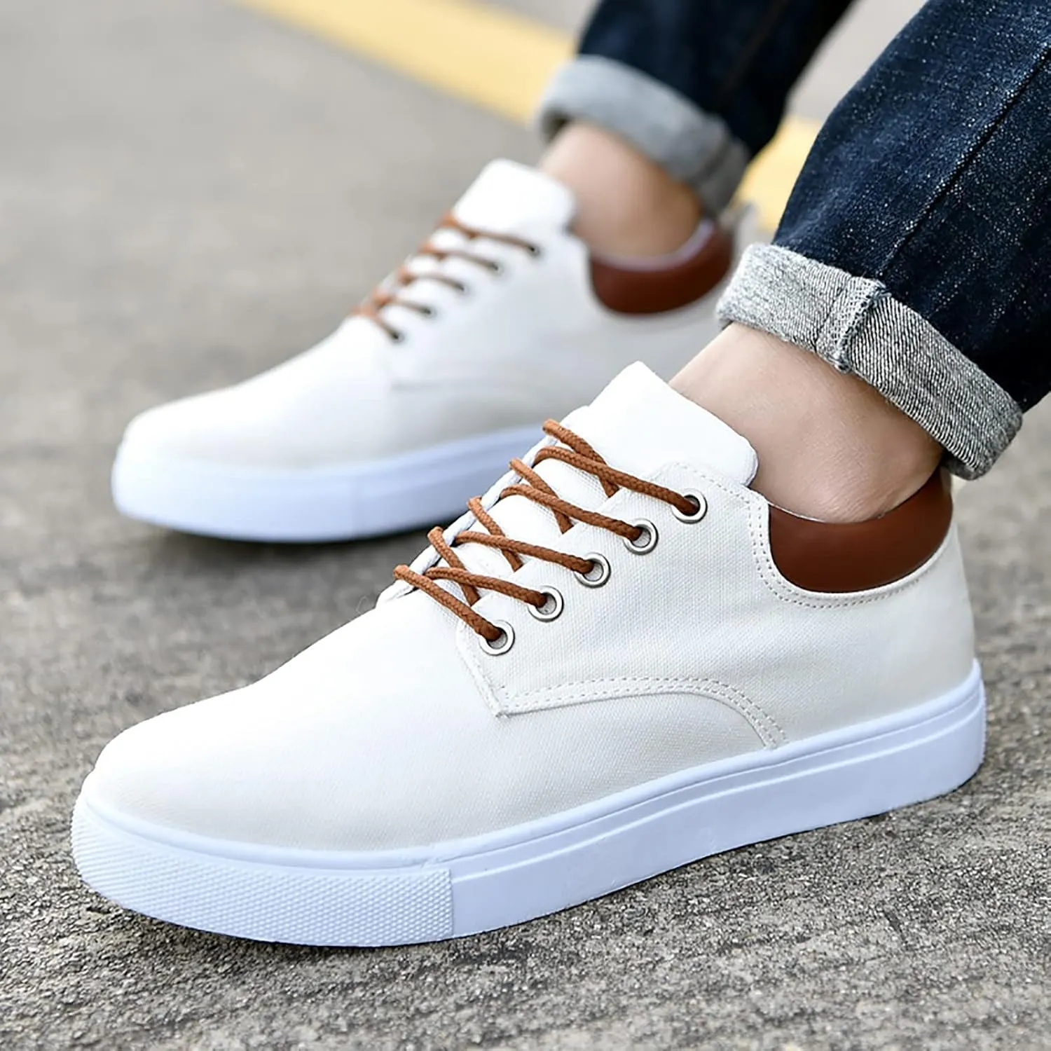 Men Low Top Canvas Walking Shoes Lace Up Fashion Casual Boats and Shoes