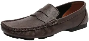 Men Party Loafers Pu Leather Casual Wedding Solid Color Round Toe Non Slip Rubber Sole Slip Resistant Anti-Slip Casual Slip-on