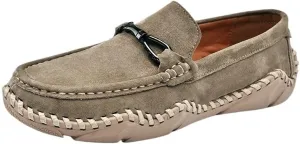 Men Shoes Suede Vamp Comfor Solid Color Anti-Slip Rubber Sole Slip Resistant Block Heel Prom Wedding Slip-on(Brown,10)