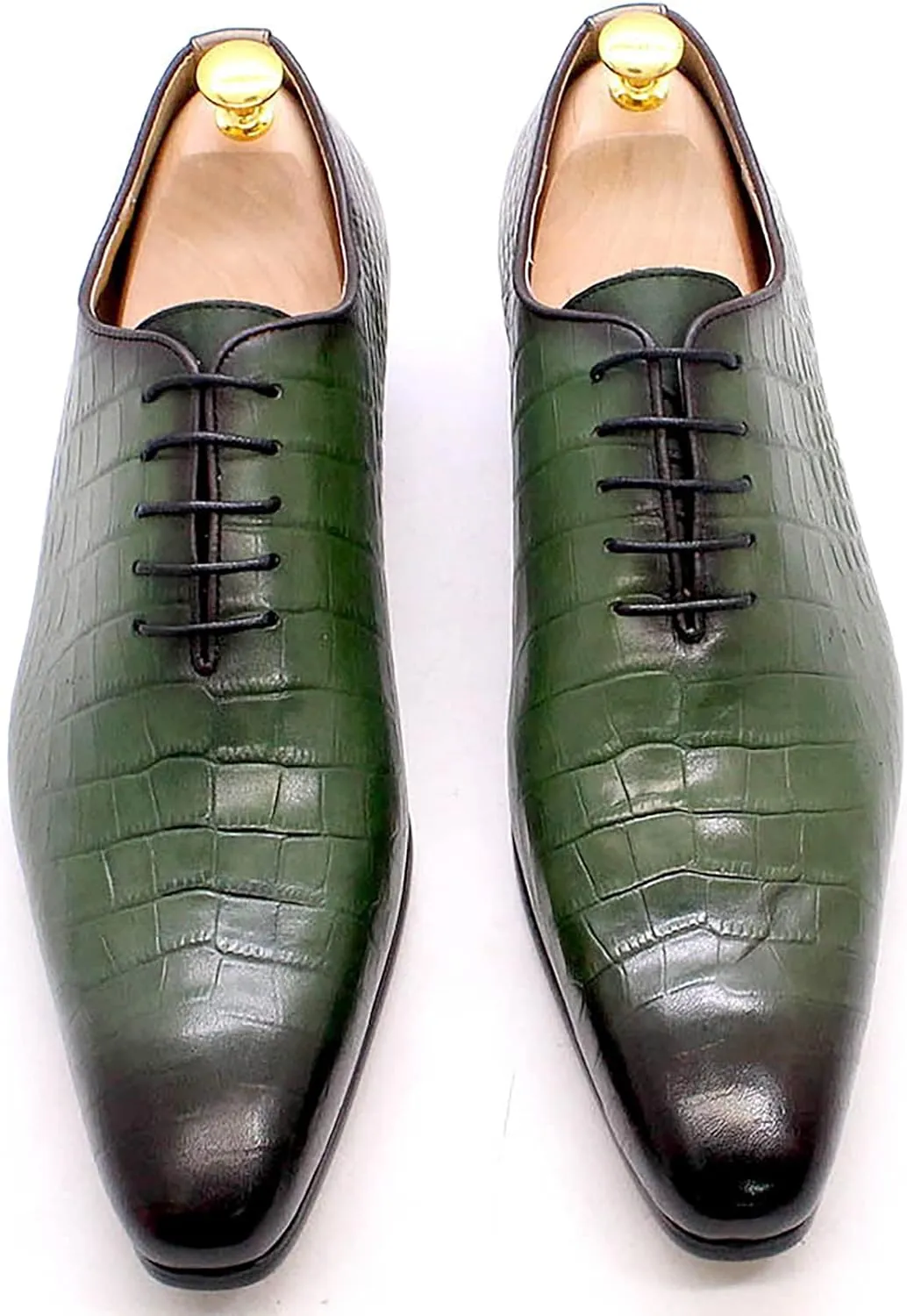 Men Wedding Party Uniform Leather Shoes Formal Dress Lace Up Derbys Office Work Oxfords,Green-40