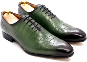 Men Wedding Party Uniform Leather Shoes Formal Dress Lace Up Derbys Office Work Oxfords,Green-40