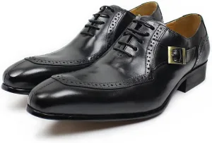 Men Work Uniform Leather Lace-up Brogues Formal Dress Retro Oxfords Wedding Party Derbys Breathable,Black-41