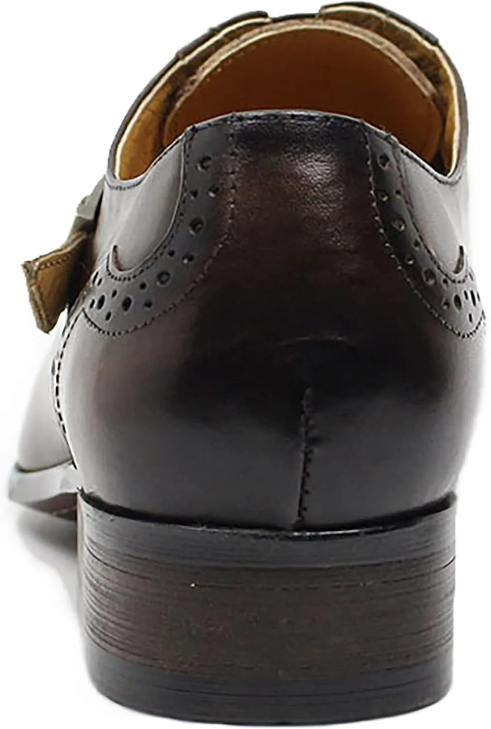 Men Work Uniform Leather Lace-up Brogues Formal Dress Retro Oxfords Wedding Party Derbys Breathable,Brown-45
