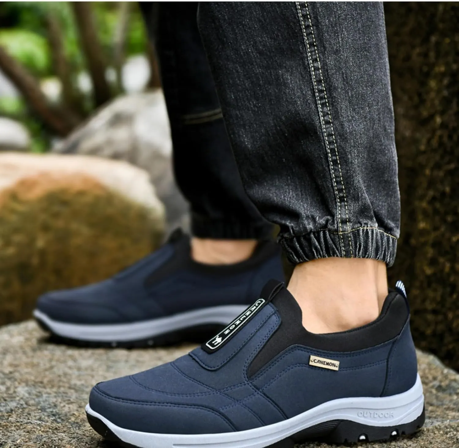 Men's Arch Support Orthopedic Sneakers Lightweight Non Slip Soft Sole Comfortable Walking Boat Shoes,Slip-on Mesh Breathable Orthowalkway Sneakers for Running,Jogging