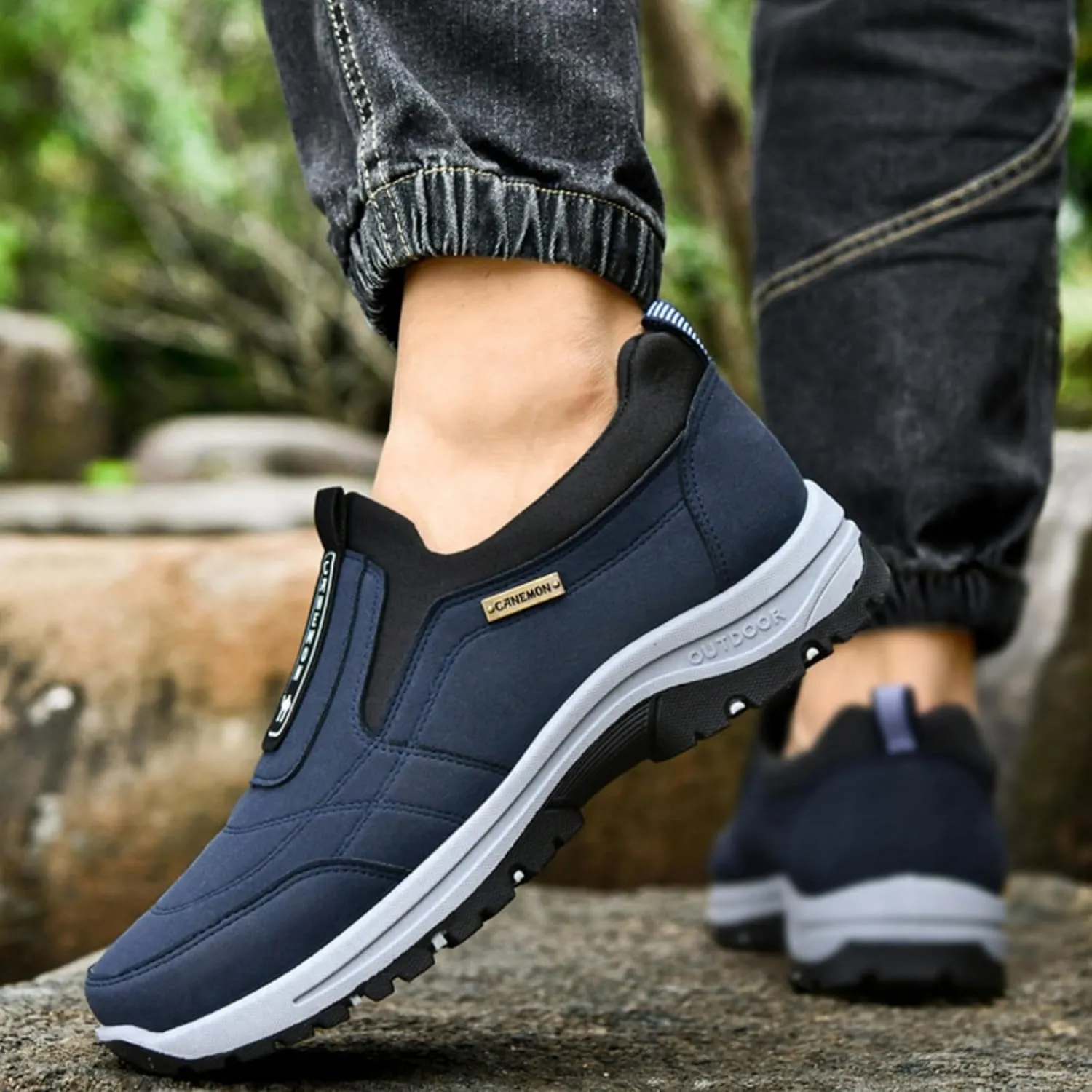 Men's Arch Support Orthopedic Sneakers Lightweight Non Slip Soft Sole Comfortable Walking Boat Shoes,Slip-on Mesh Breathable Orthowalkway Sneakers for Running,Jogging