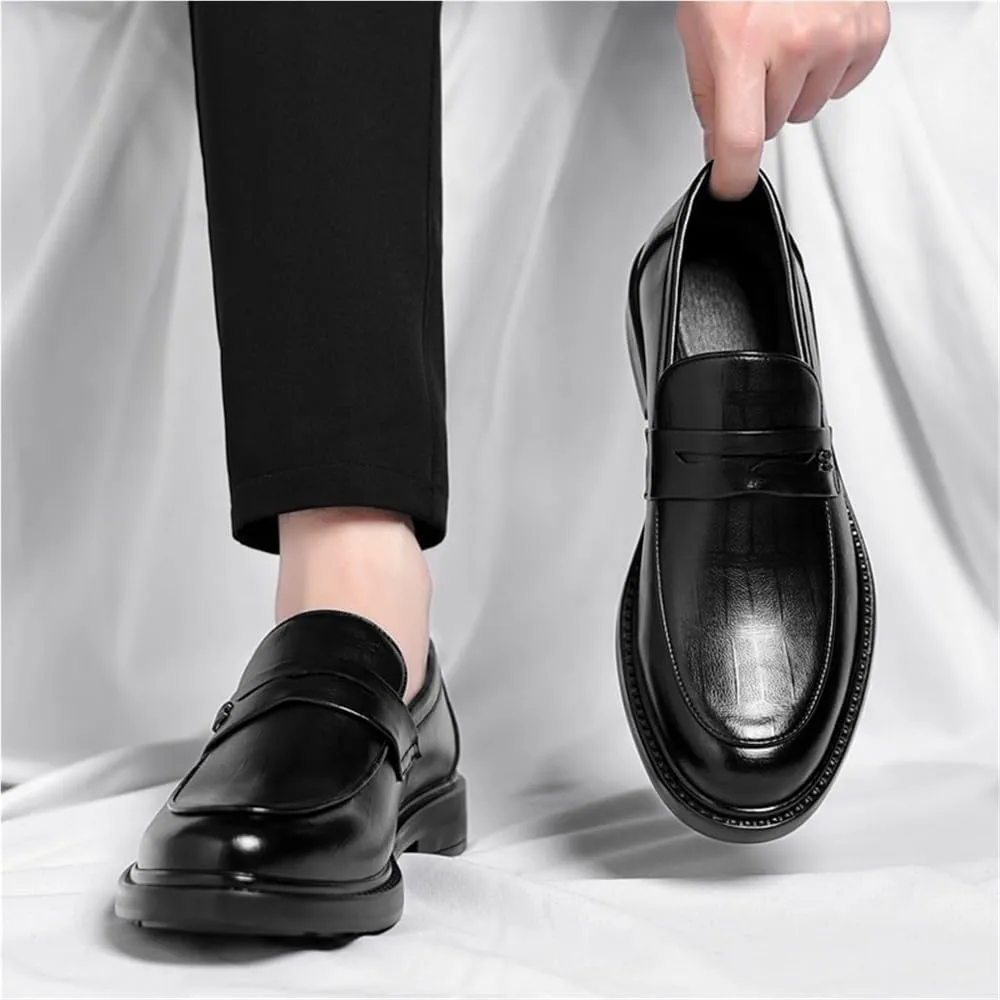 Men's Autumn Casual Dress Shoes Soft Sole Breathable Business Slip On Loafers Comfortable Stylish Formal Leather Shoes