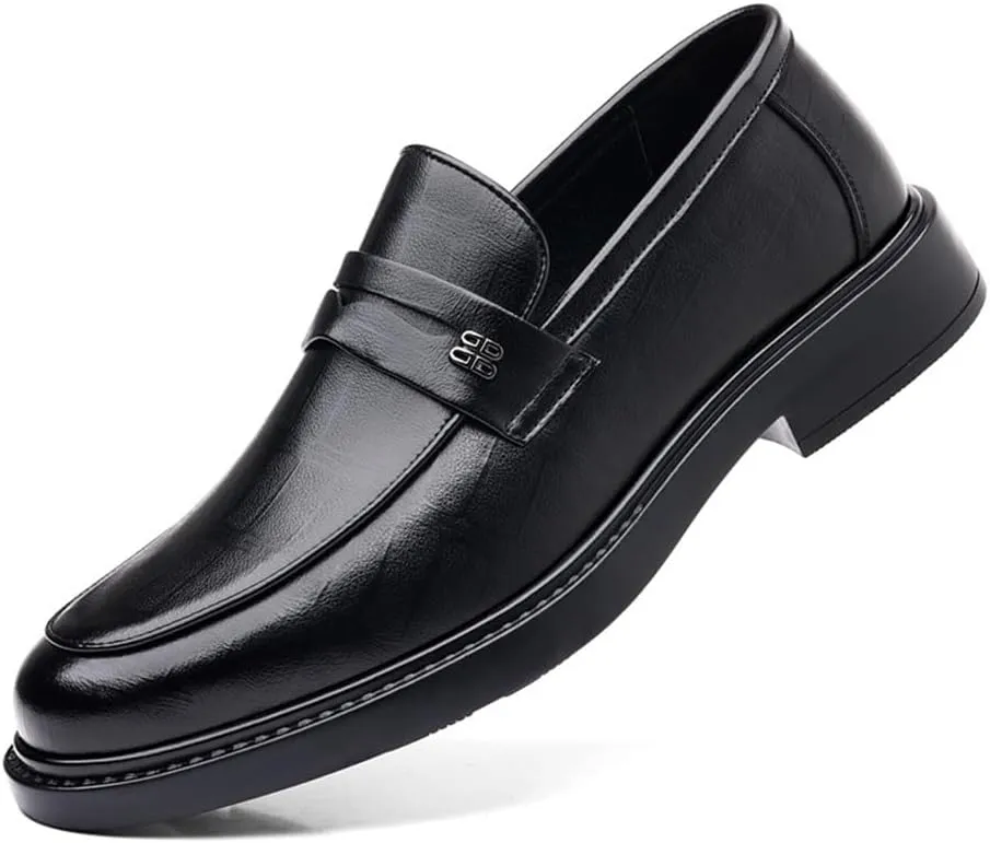 Men's Autumn Casual Dress Shoes Soft Sole Breathable Business Slip On Loafers Comfortable Stylish Formal Leather Shoes