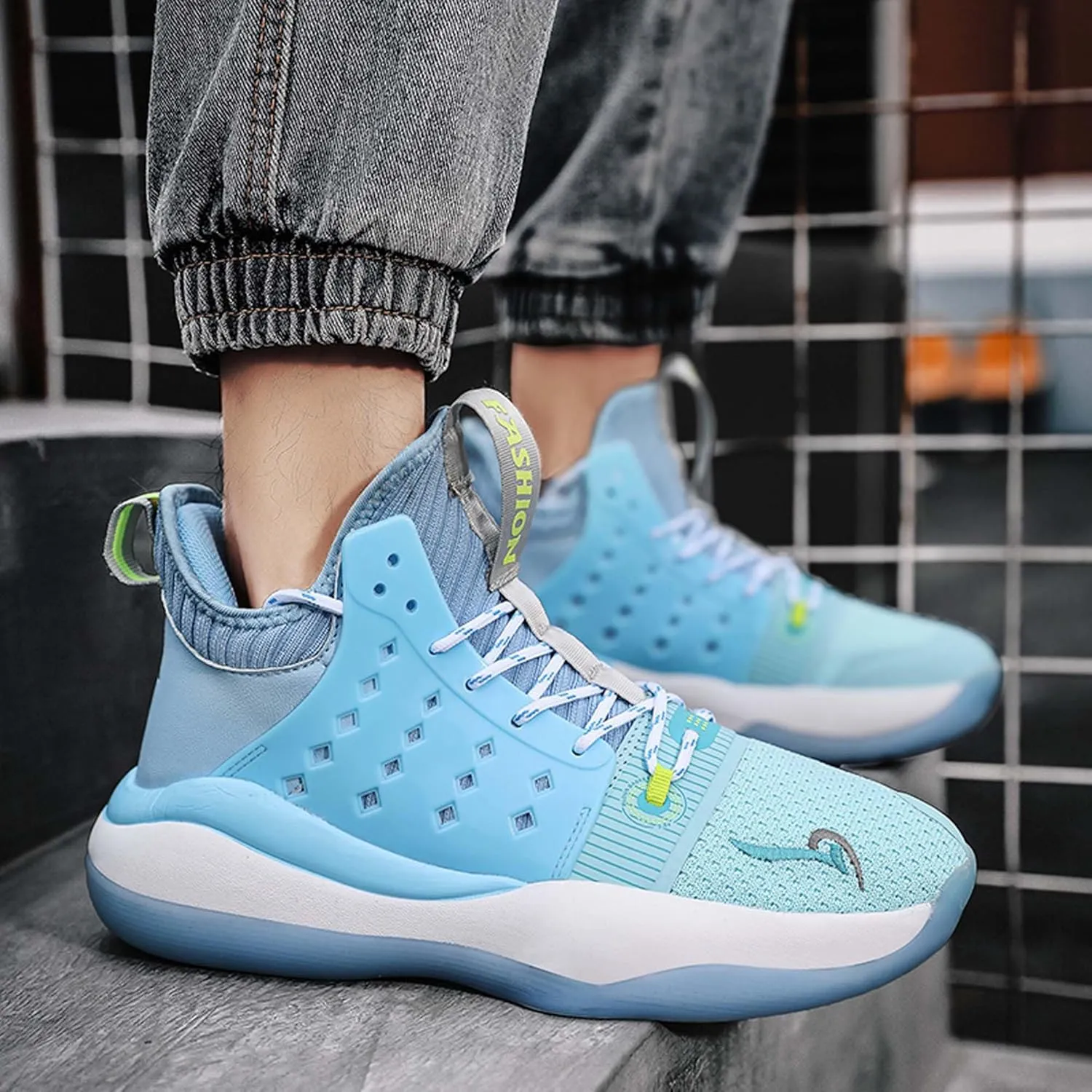 Men's Basketball Shoes High Top Running Shoes for Men Lightweight Breathable Mesh Walking Athletic Sneaker Indoor or Outdoor Basketball Sneakers for Men, Street or Court