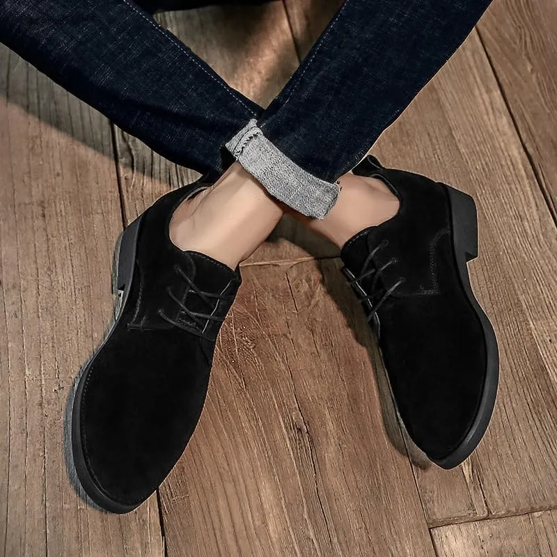 Men's Birthday Gifts, Black Men's Casual Loafers, Driving Moccasins, Comfortable Business Formal Leather Shoes, Lace-Up Suede Dress Shoes