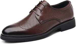 Mens Breathable PU Dress Shoes Fashion Style Men's Breathable Comfortable Business Lace Up Leather Slip Shoe Classic Modern Formal Leather Shoes Casual Loafers