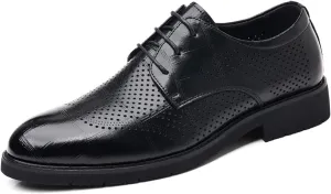Mens Breathable PU Dress Shoes Fashion Style Men's Breathable Comfortable Business Lace Up Leather Slip Shoe Classic Modern Formal Leather Shoes Casual Loafers