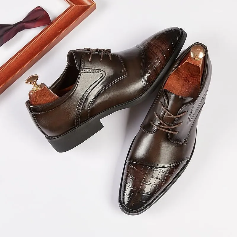 Men's British Spring and Autumn Business Soft-Soled Formal Leather Shoes Casual Office Pointed Toe Gentleman Derby Shoes Suitable for Wedding Office