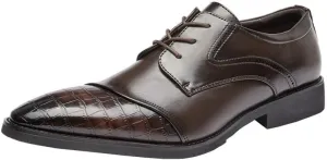 Men's British Spring and Autumn Business Soft-Soled Formal Leather Shoes Casual Office Pointed Toe Gentleman Derby Shoes Suitable for Wedding Office