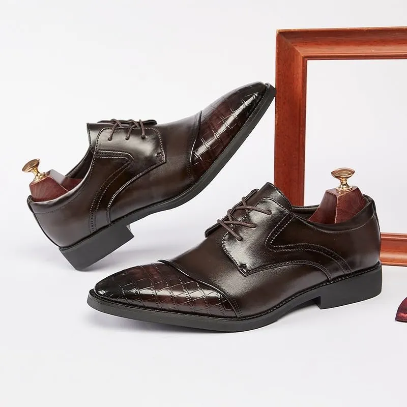 Men's British Spring and Autumn Business Soft-Soled Formal Leather Shoes Casual Office Pointed Toe Gentleman Derby Shoes Suitable for Wedding Office