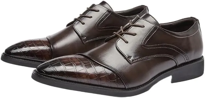 Men's British Spring and Autumn Business Soft-Soled Formal Leather Shoes Casual Office Pointed Toe Gentleman Derby Shoes Suitable for Wedding Office