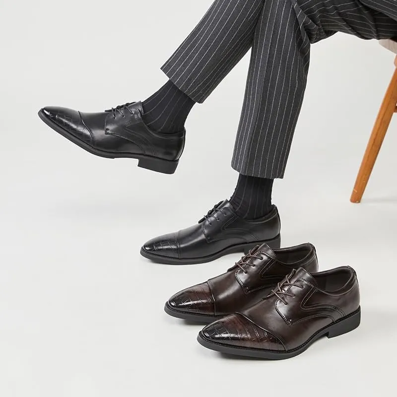 Men's British Spring and Autumn Business Soft-Soled Formal Leather Shoes Casual Office Pointed Toe Gentleman Derby Shoes Suitable for Wedding Office