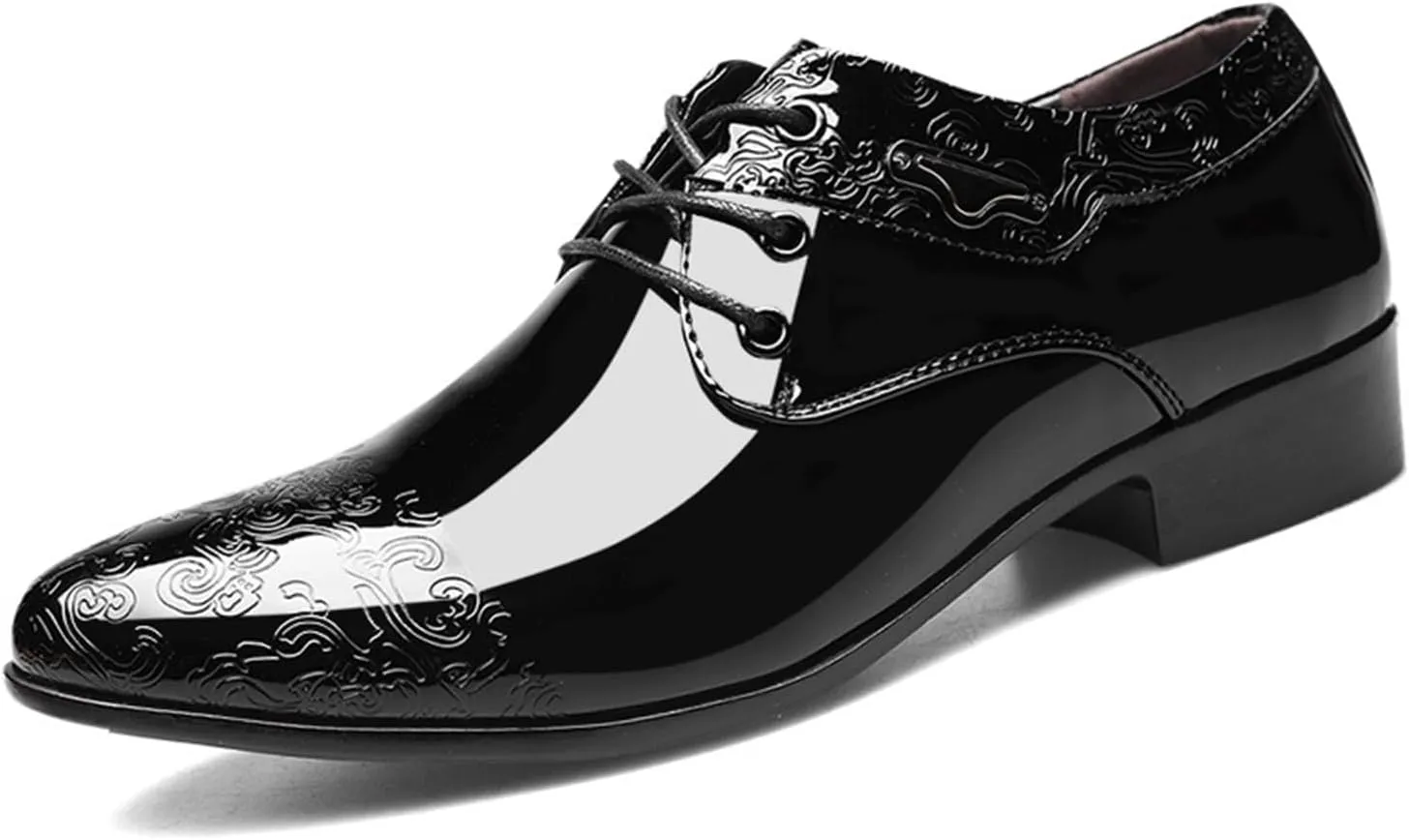 Men's Brogues Classic Patent Leather Dress Shoes Modern Formal Derbys Business Shoes Lace-ups Oxford Shoes