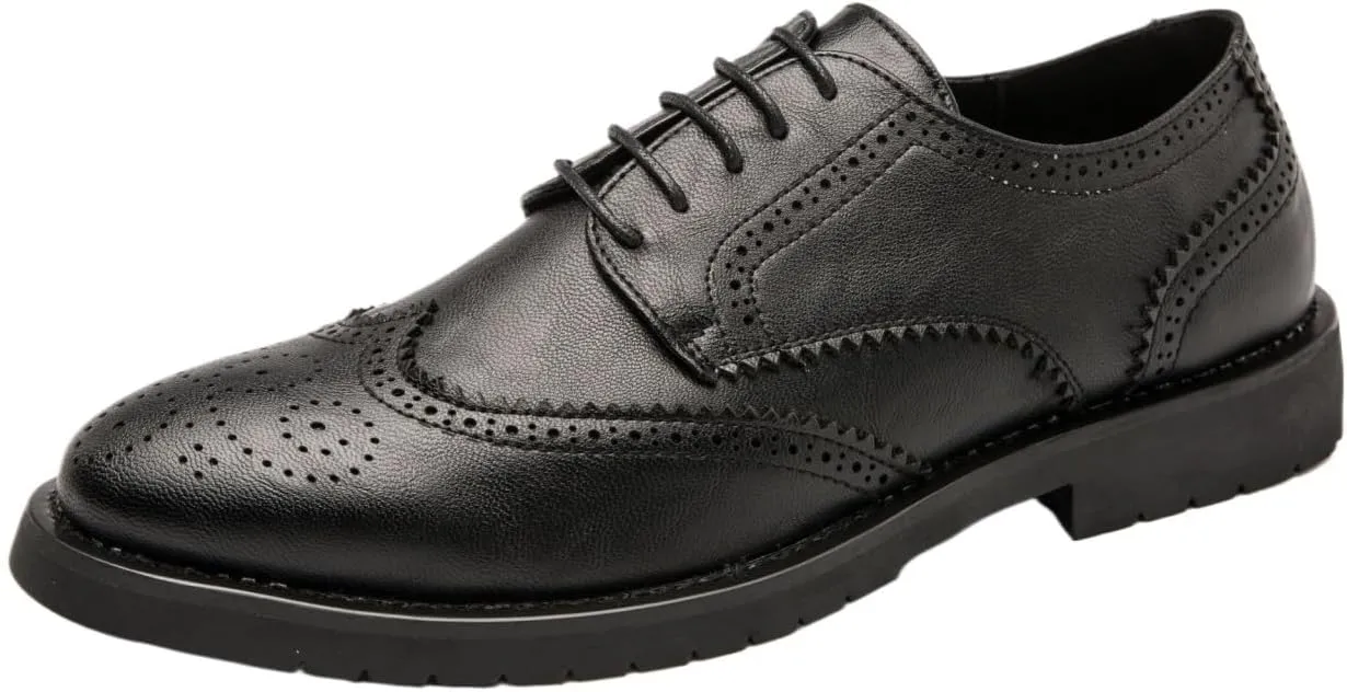 Men's Brogues Dress Shoes, Handmade Brogues Style Paty Leather Wedding Shoes Men Flats Leather Oxfords Formal Shoes Loafers Party Flats
