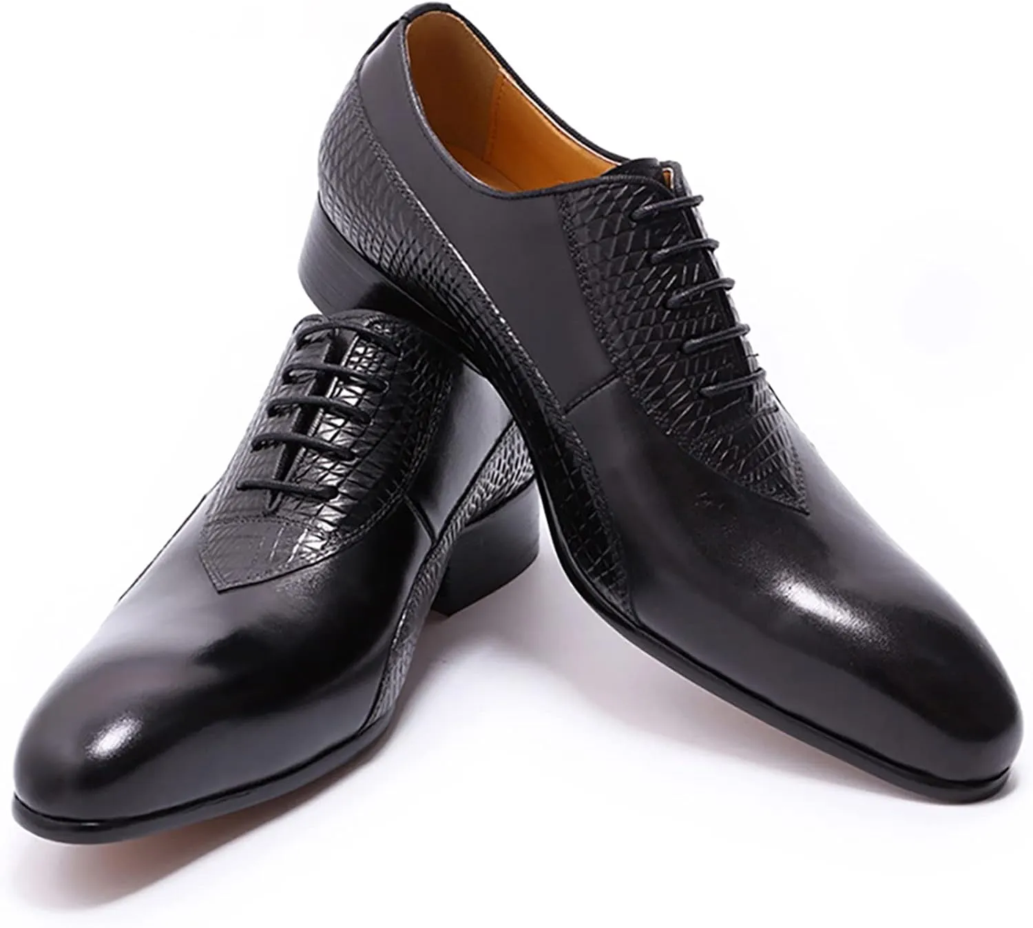 Mens Business Casual Dress Oxfords Formal Leather Lace-up Brogues Wedding Party Derbys Breathable,Black-40