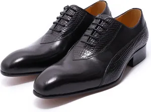 Mens Business Casual Dress Oxfords Formal Leather Lace-up Brogues Wedding Party Derbys Breathable,Black-40