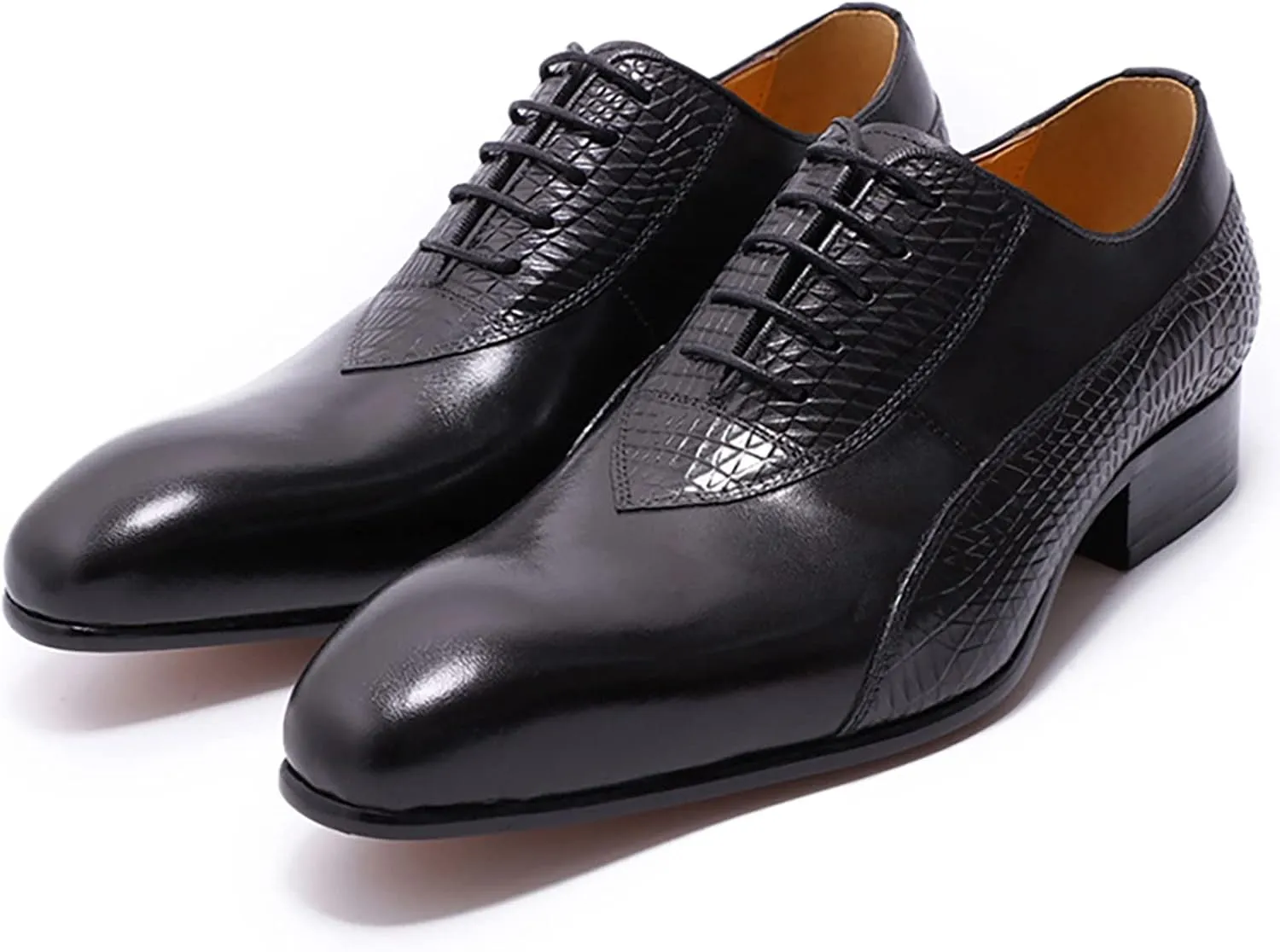 Mens Business Casual Dress Oxfords Formal Leather Lace-up Brogues Wedding Party Derbys Breathable,Black-40