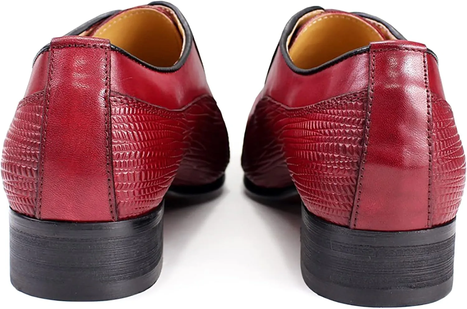 Mens Business Casual Dress Oxfords Formal Leather Lace-up Brogues Wedding Party Derbys Breathable,Red-42