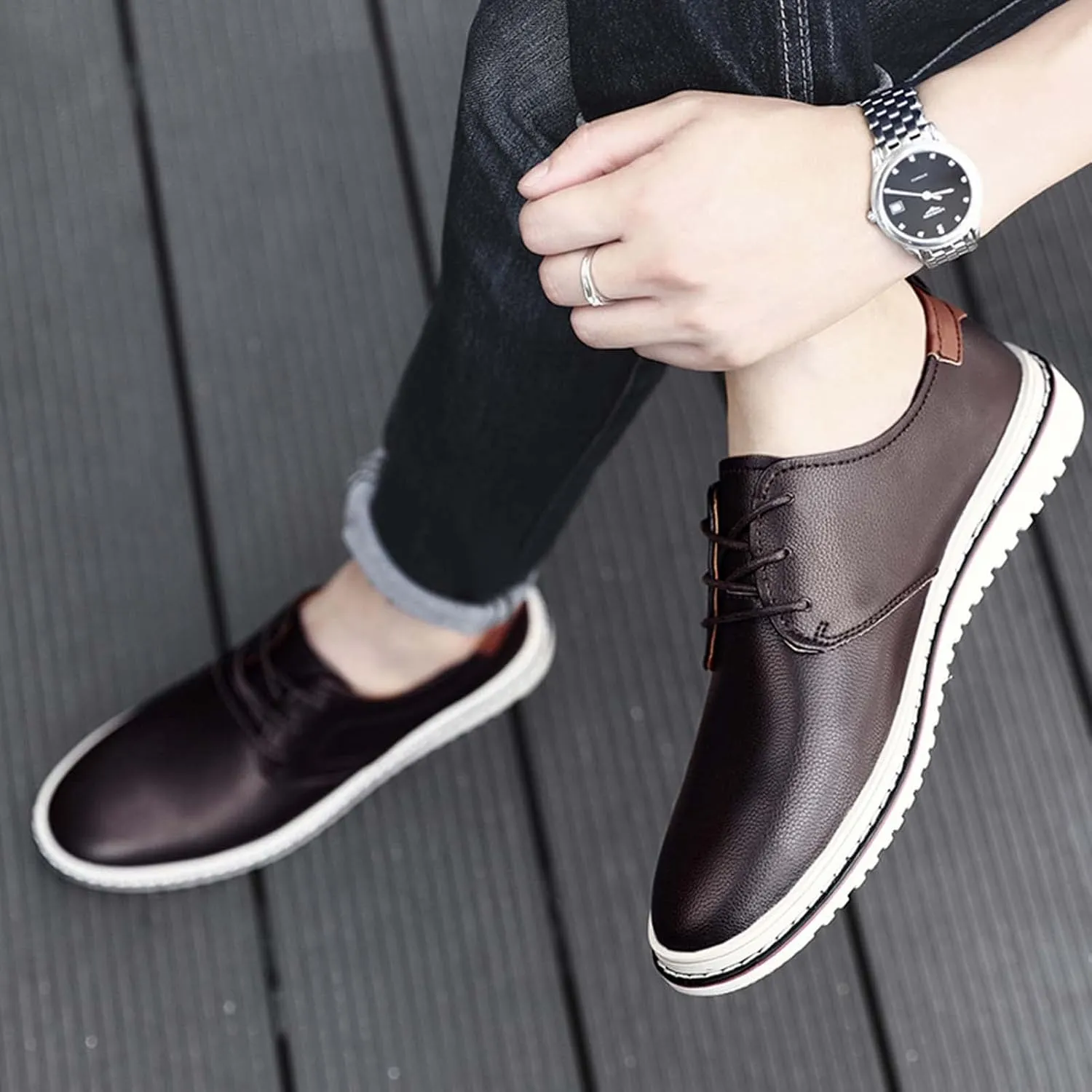 Mens Business Casual Shoes Lace up Leather Dress Oxfords Office Comfort Loafers
