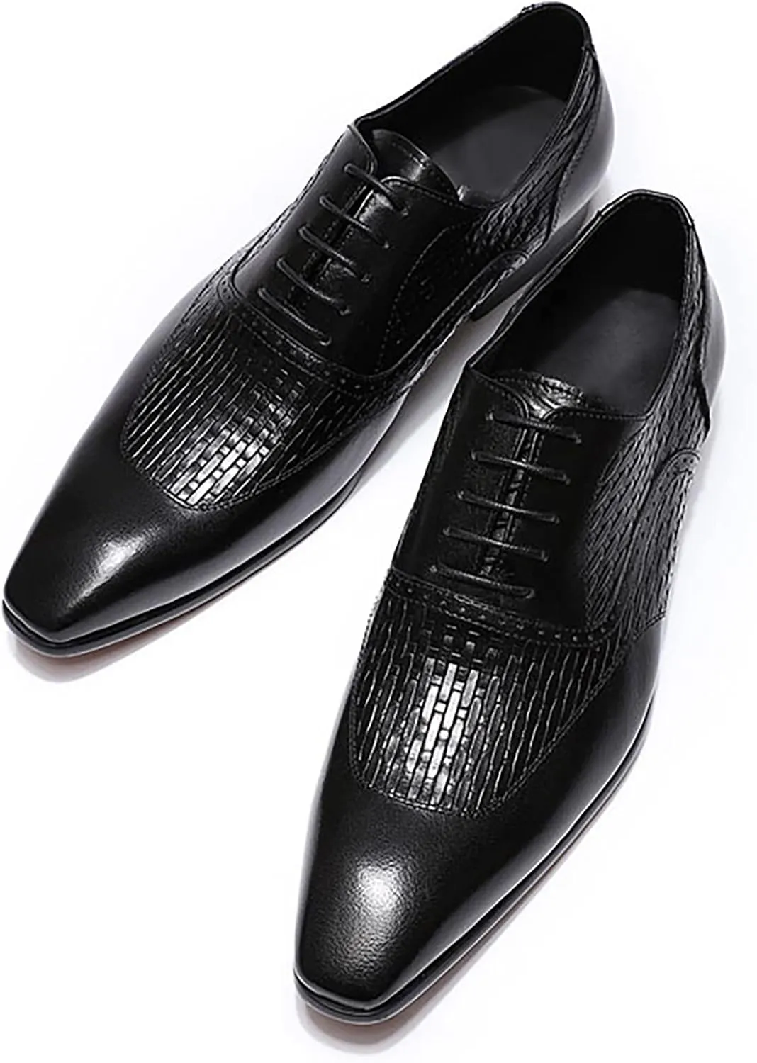Men's Business Casual Wingtip Derbys Classic Lace-up Brogues Shoes Formal Oxford Shoes Wedding Party,Black-44
