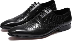Men's Business Casual Wingtip Derbys Classic Lace-up Brogues Shoes Formal Oxford Shoes Wedding Party,Black-44