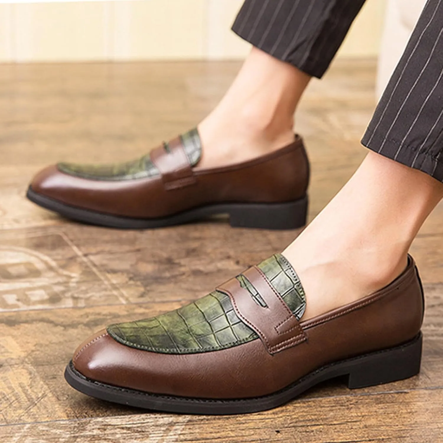 Men's Business Lace Up Casual Leather Shoes Fashion Breathable Comfortable Casual Solid Color Dress Shoes