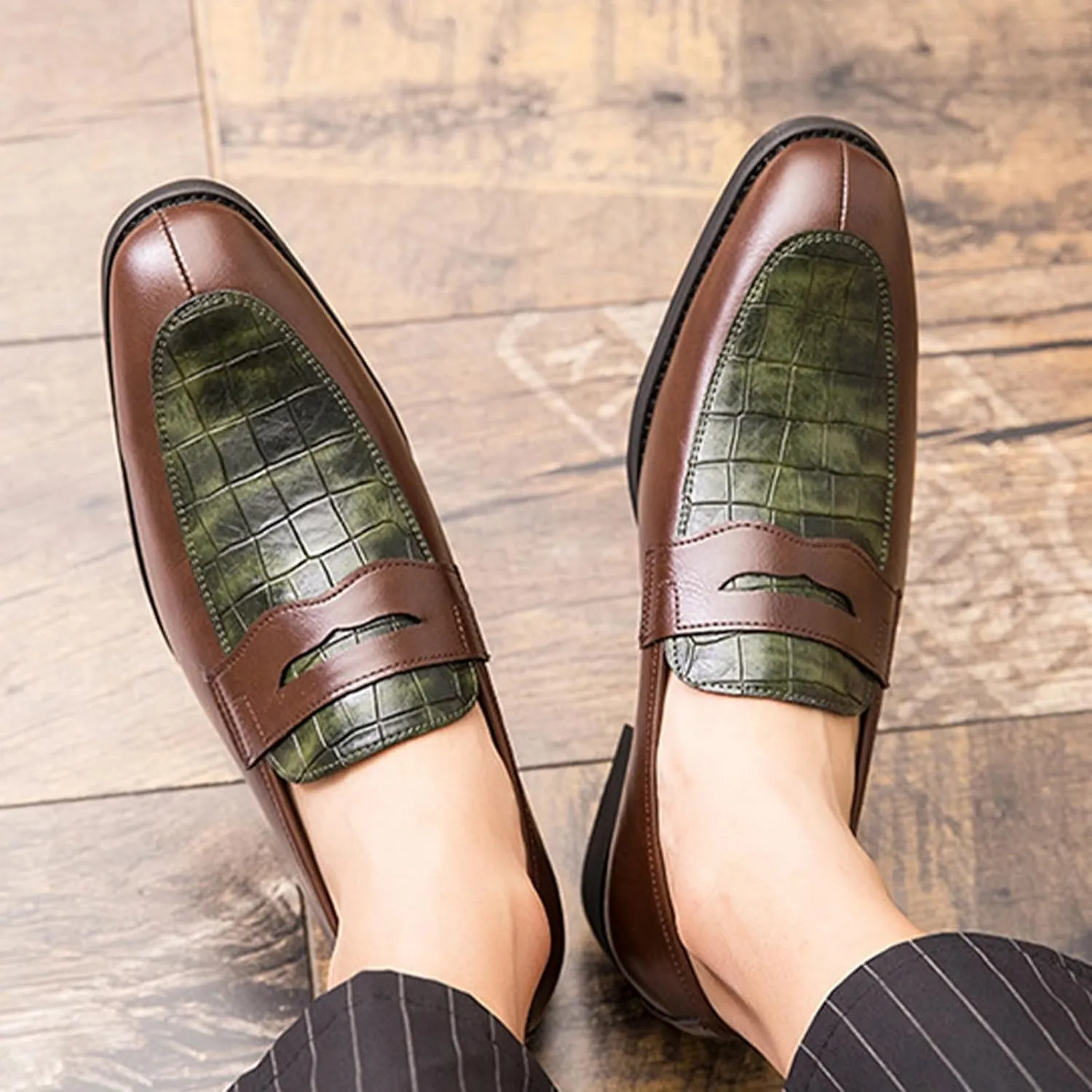 Men's Business Lace Up Casual Leather Shoes Fashion Breathable Comfortable Casual Solid Color Dress Shoes