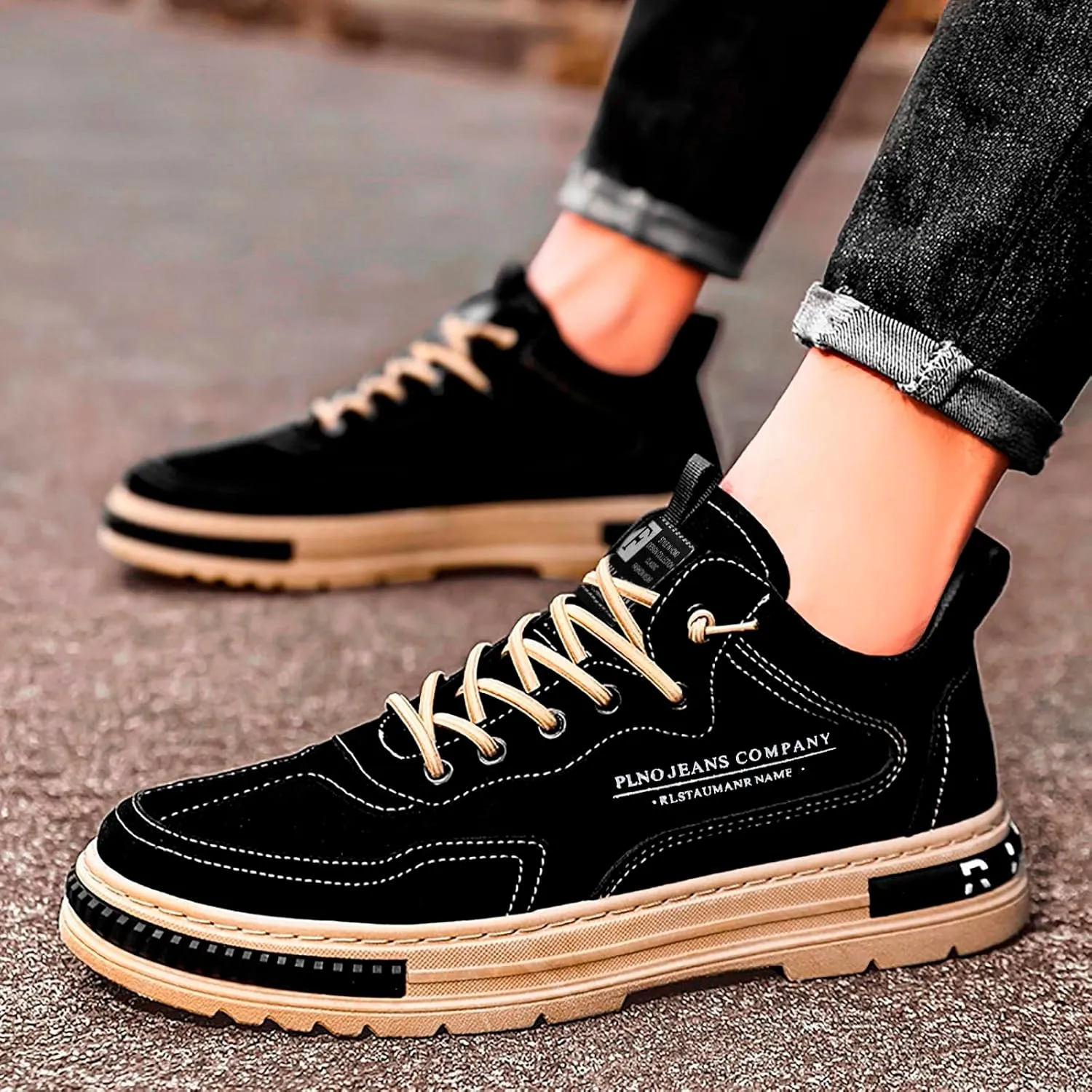 Men's Casual Slip-on Loafers White Platform Sneakers for Women Non Slip Work Shoes for Men Round Toe Flats Comfortable Loafers for Men Womens Sneakers Walking